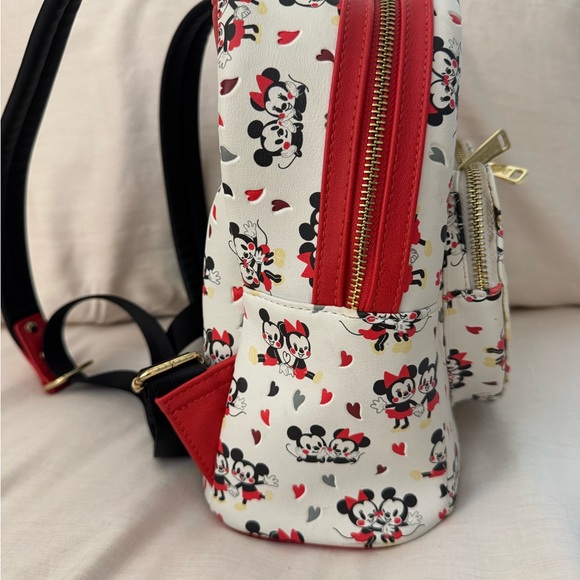 Loungefly Mickey Minnie Love Heart AOP Mini Backpack + Wallet Valentine Couple main image 12